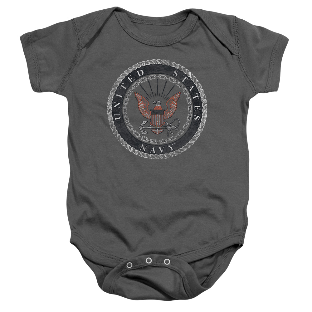 NA106-SS-2 Navy Rough Emblem Infant Snapsuit, Charcoal - Medium - 12 Month