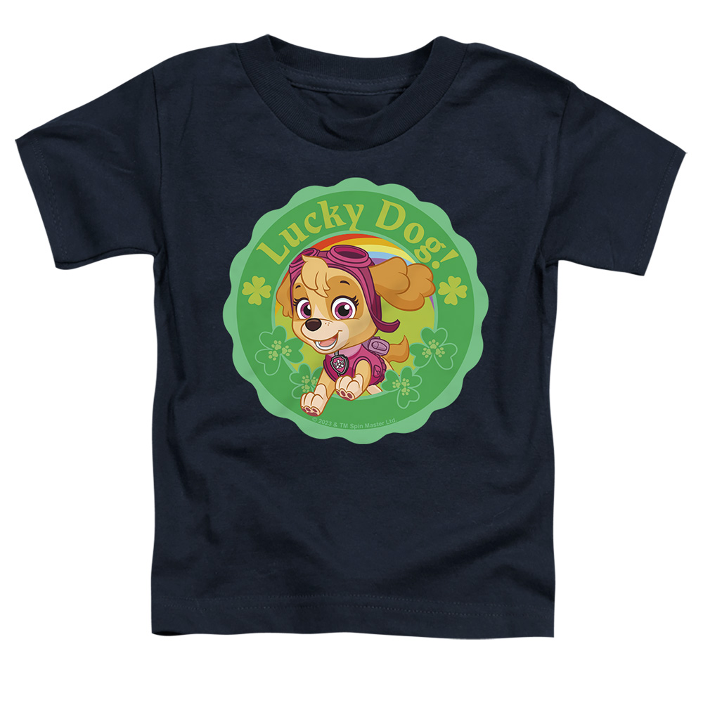 NICK10268SPD-TT-3 Paw Patrol St. Patricks Day Lucky Dog Toddler Short Sleeve T-Shirt, Navy - Large 4T