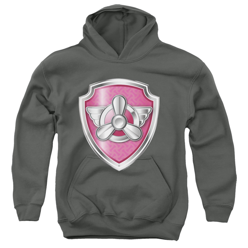 NICK719-YFTH-2 Paw Patrol Skye Decal Youth Hooded Sweatshirt, Charcoal - Medium
