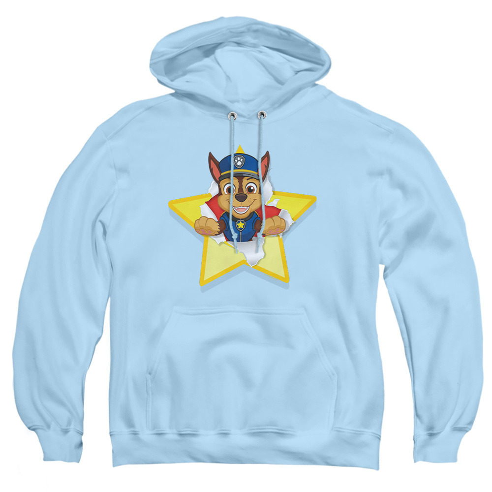 NICK721-AFTH-4 Paw Patrol Chase Torn Star Adult Pullover Hoodie, Light Blue - Extra Large