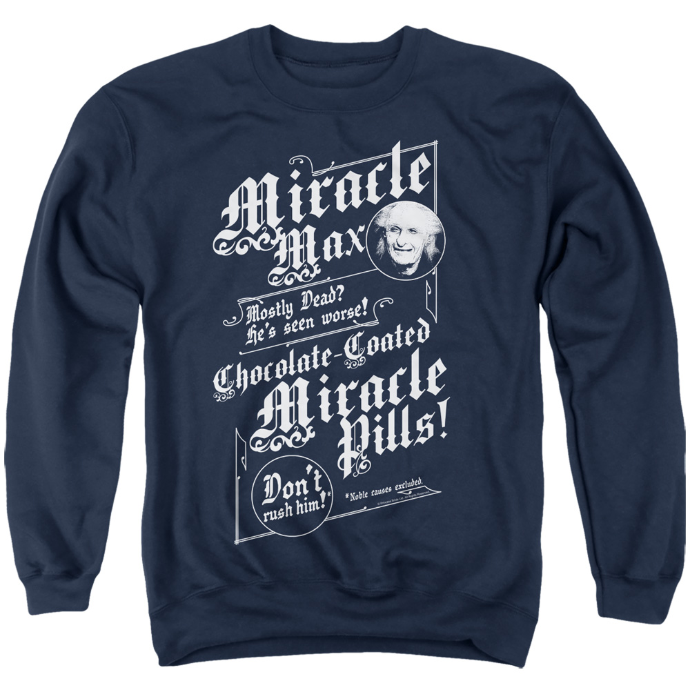 PB110I-AS-2 Princess Bride Miracle Max Adult Crewneck Sweatshirt, Navy - Medium