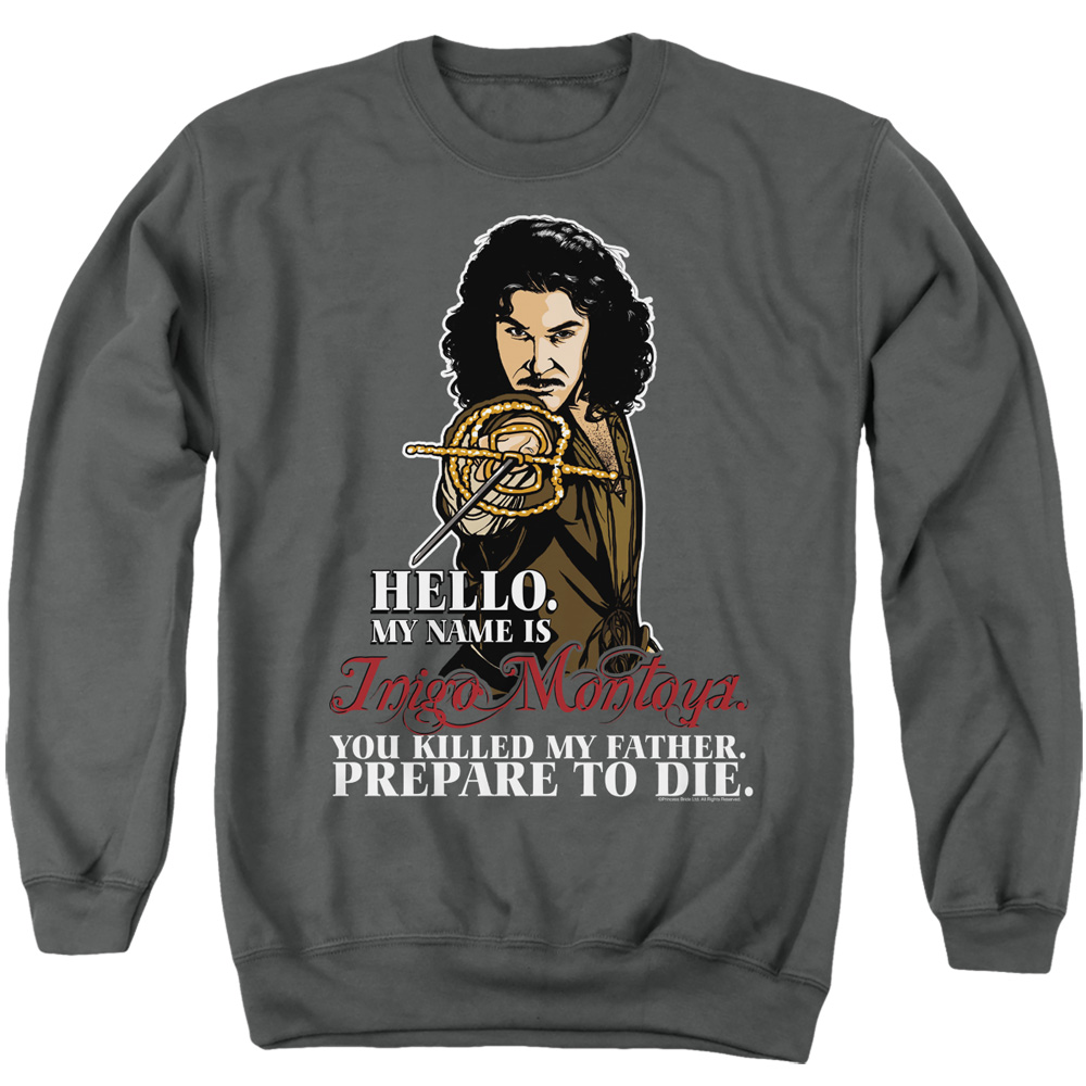 PB103K-AS-2 Princess Bride Hello Adult Crewneck Sweatshirt, Charcoal - Medium