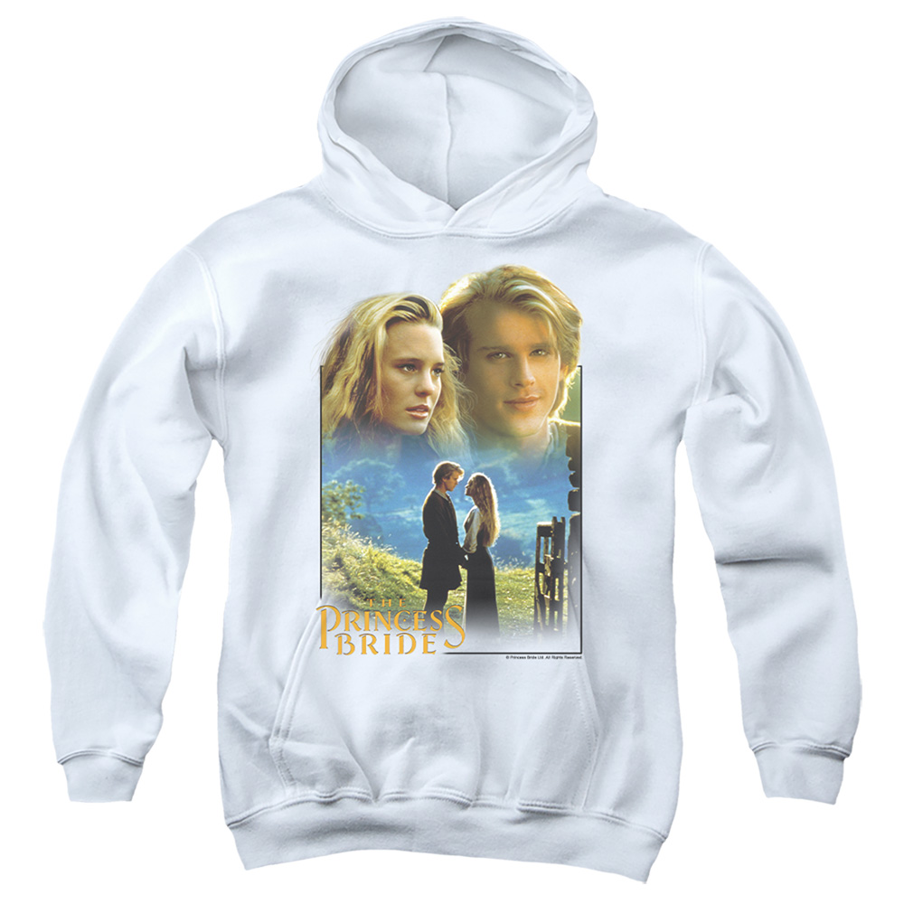 PB106B-YFTH-4 Princess Bride Buttercup & Westley Youth Hooded Sweatshirt, White - Extra Large