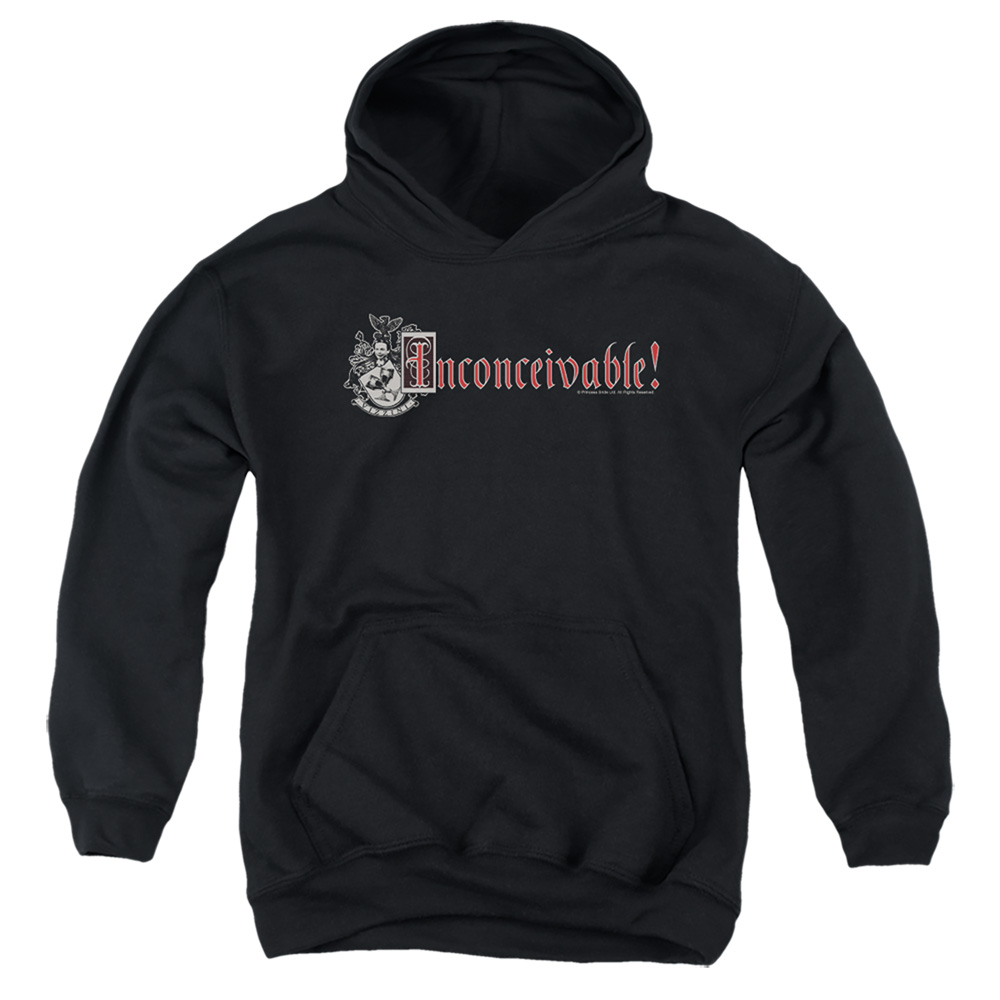 PB148-YFTH-2 Princess Bride Vizzini Crest Youth Hooded Sweatshirt, Black - Medium