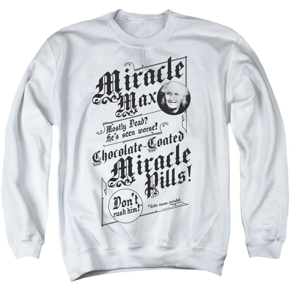 PB110N-AS-2 Princess Bride Miracle Max Adult Crewneck Sweatshirt, White - Medium