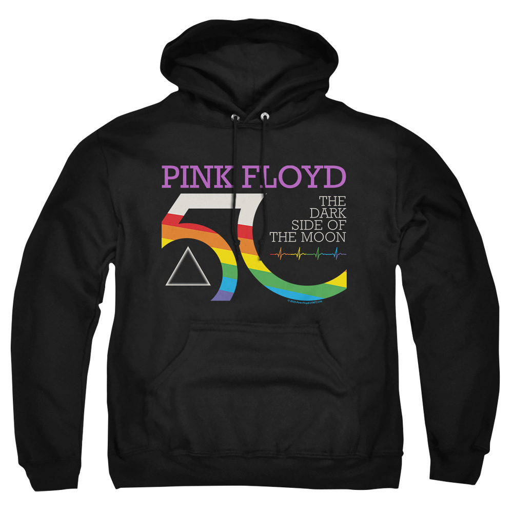 PERRY10098-AFTH-2 Pink Floyd 50Th Logo Adult Pullover Hoodie, Black - Medium