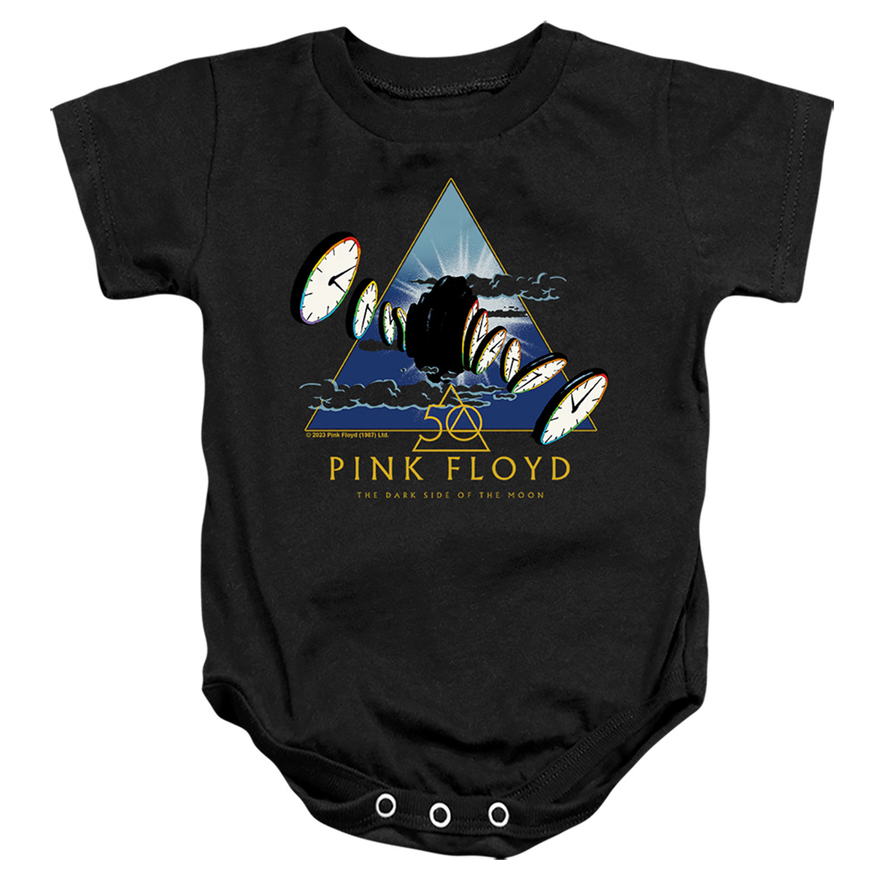PERRY10099-SS-1 Pink Floyd Clocks Infant Snapsuit, Black - Small - 6 Month