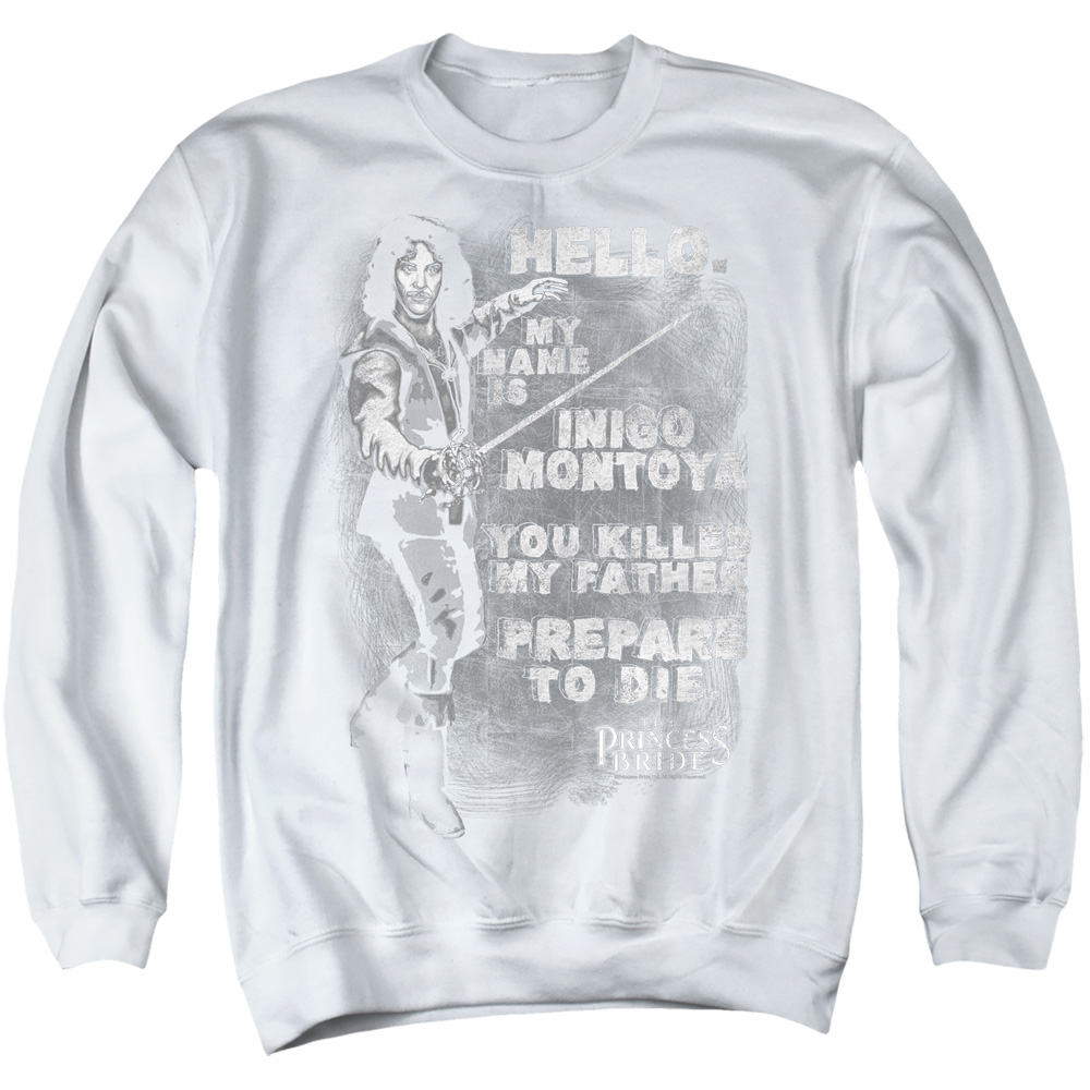 PB125H-AS-2 Princess Bride Hello Again Adult Crewneck Sweatshirt, White - Medium