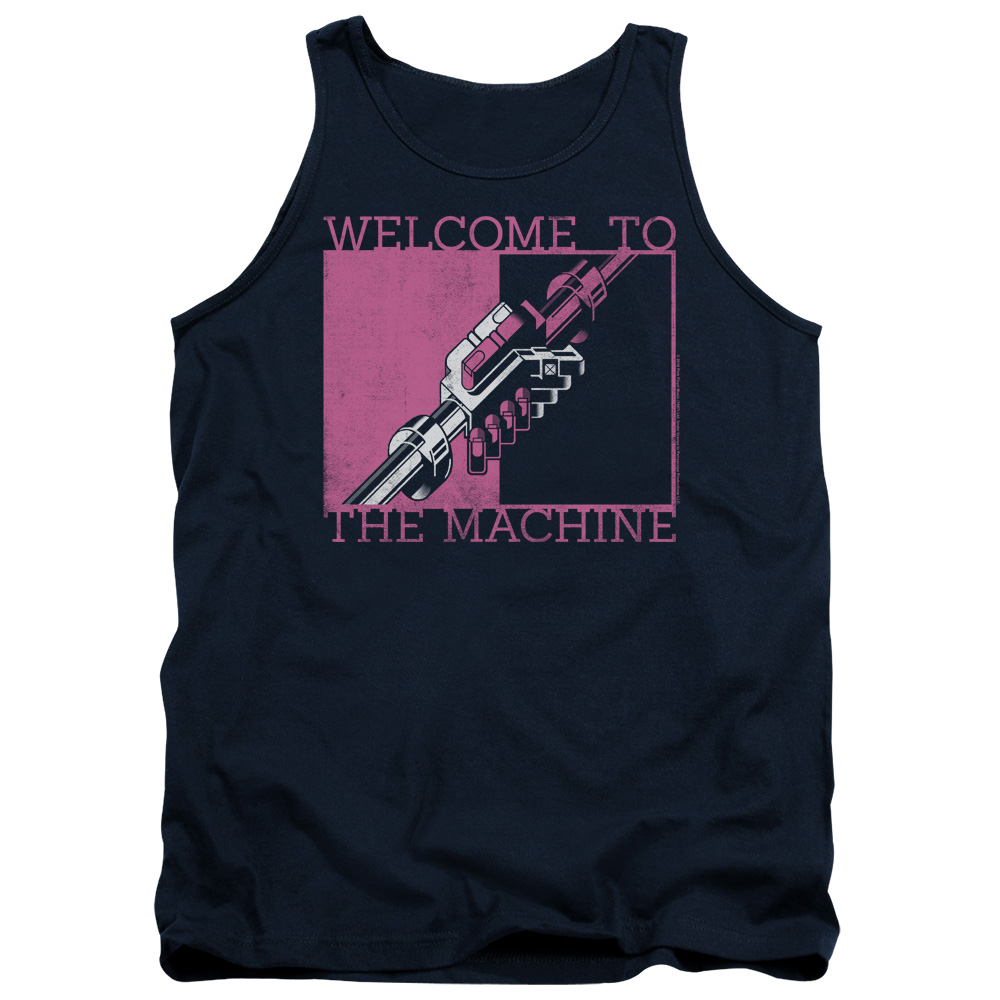 PERRY273-TK-4 Pink Floyd Welcome to The Machine Adult Tank Top, Navy - Extra Large