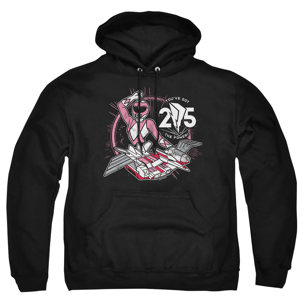 PWR4018-AFTH-4 Power Rangers Pink 25 Adult Pullover Hoodie, Black - Extra Large