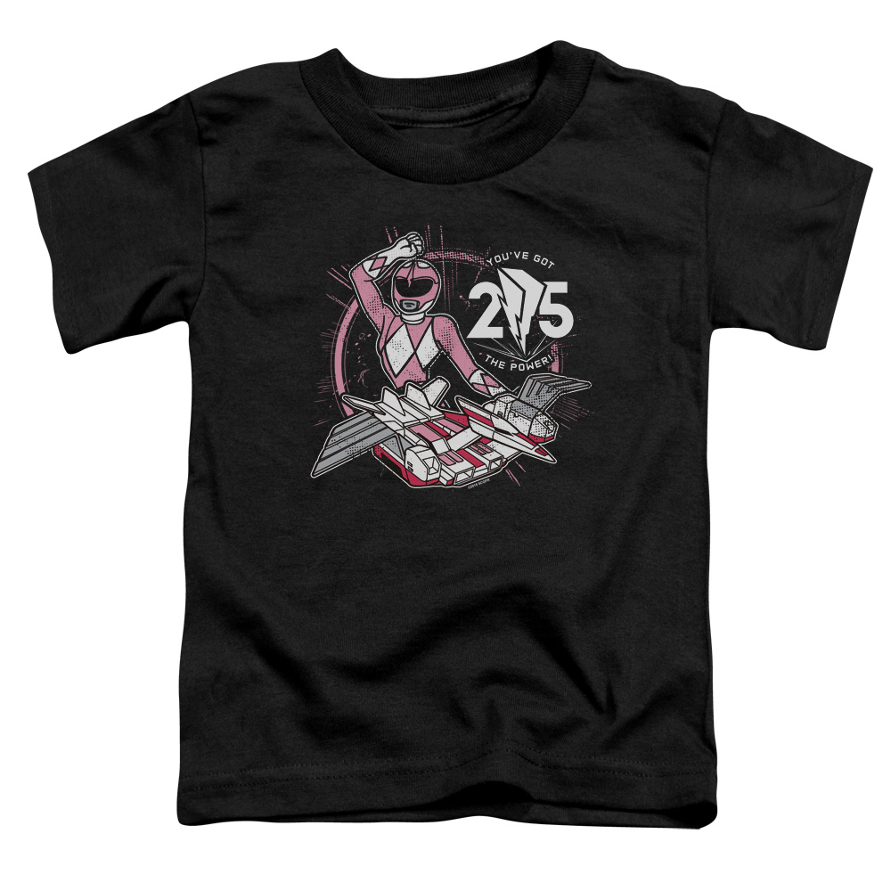 PWR4018-TT-3 Power Rangers Pink 25 Toddler Short Sleeve T-Shirt, Black - Large 4T