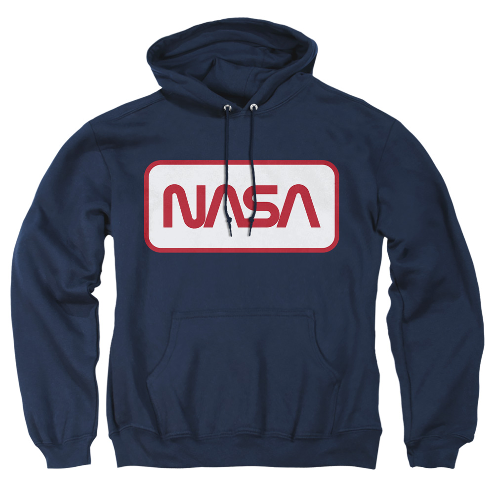 NASA110-AFTH-5 Nasa Rectangular Worm Logo Adult Pullover Hoodie, Navy - 2X