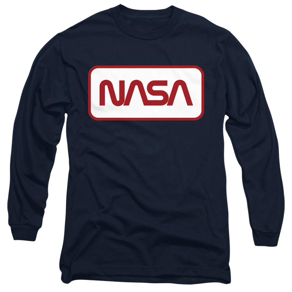NASA110-AL-6 Nasa Rectangular Worm Logo Adult Long Sleeve T-Shirt, Navy - 3X