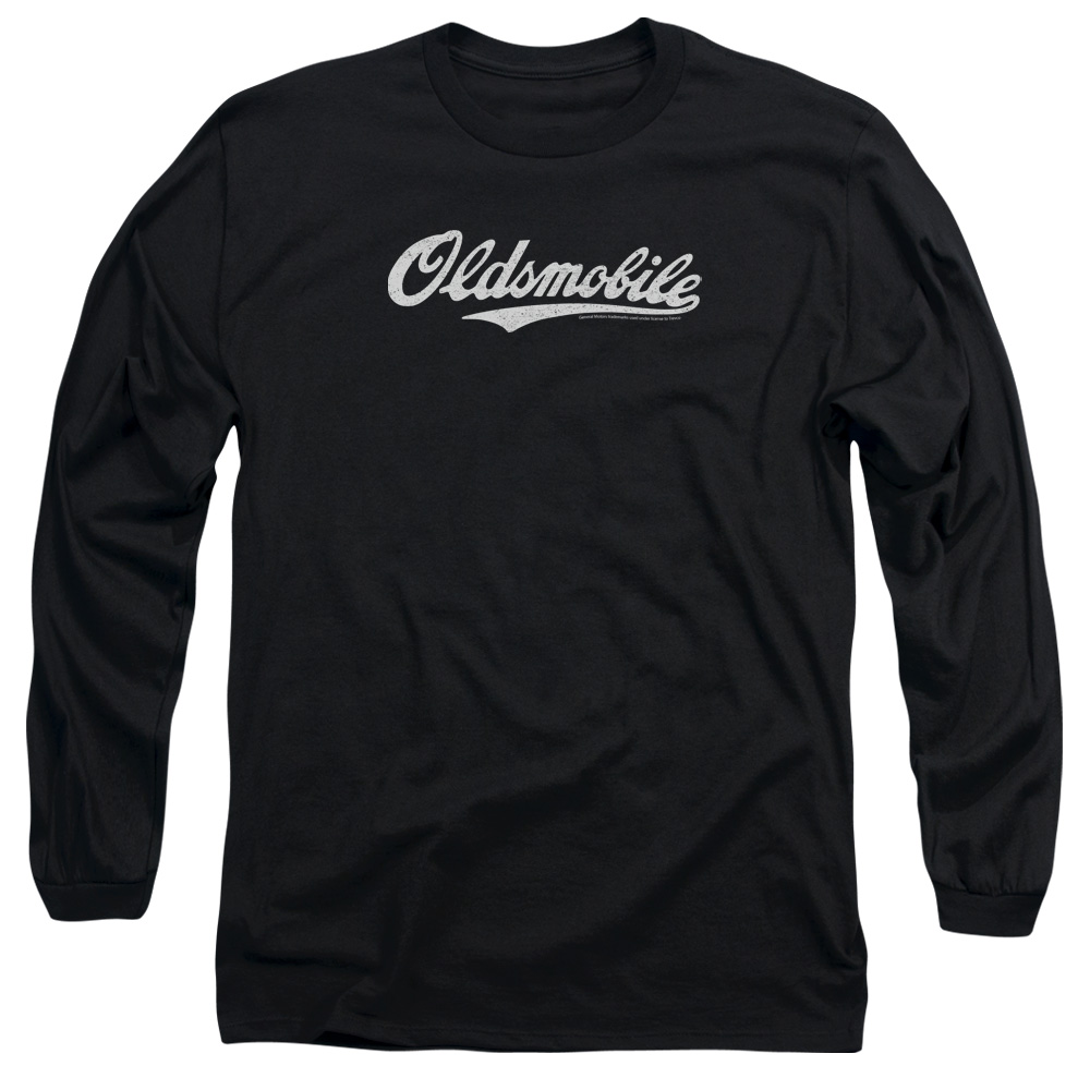 OLS104-AL-2 Oldsmobile Cursive Logo Adult Long Sleeve T-Shirt, Black - Medium