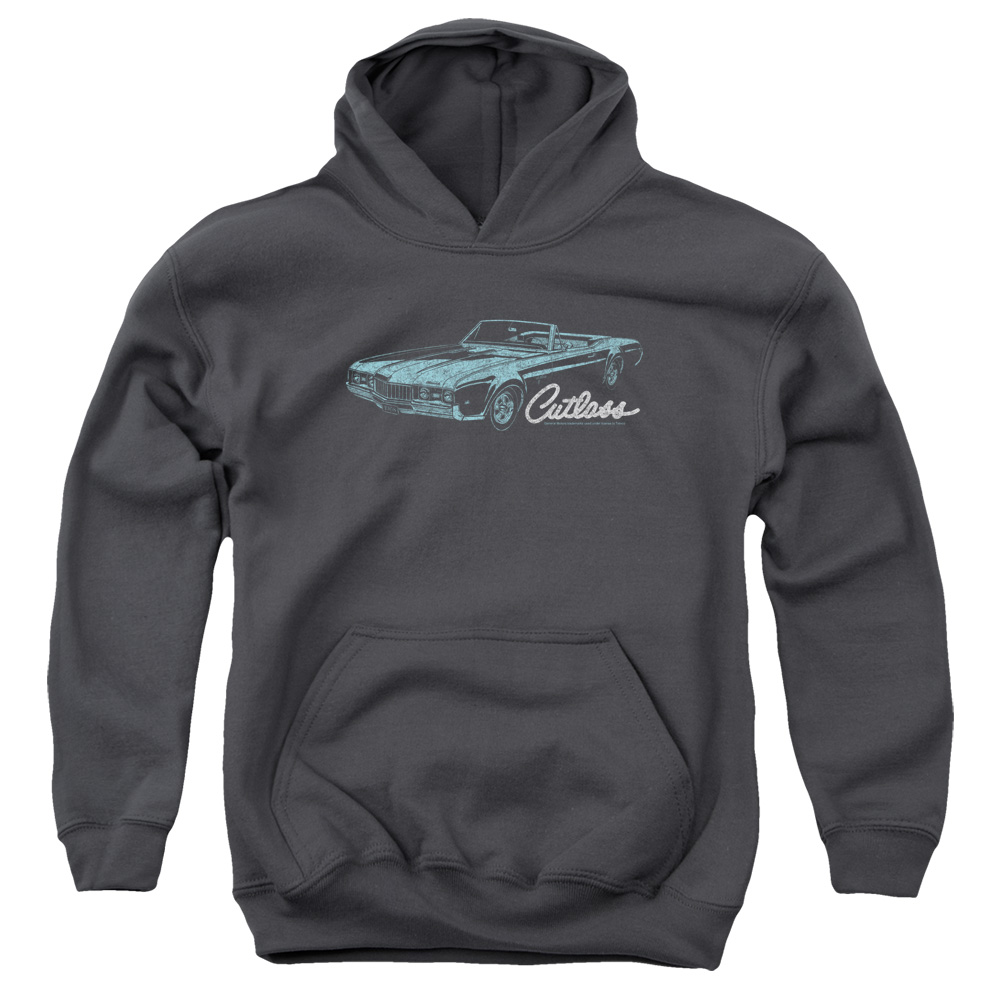 OLS110-YFTH-2 Oldsmobile 68 Cutlass Youth Hooded Sweatshirt, Charcoal - Medium