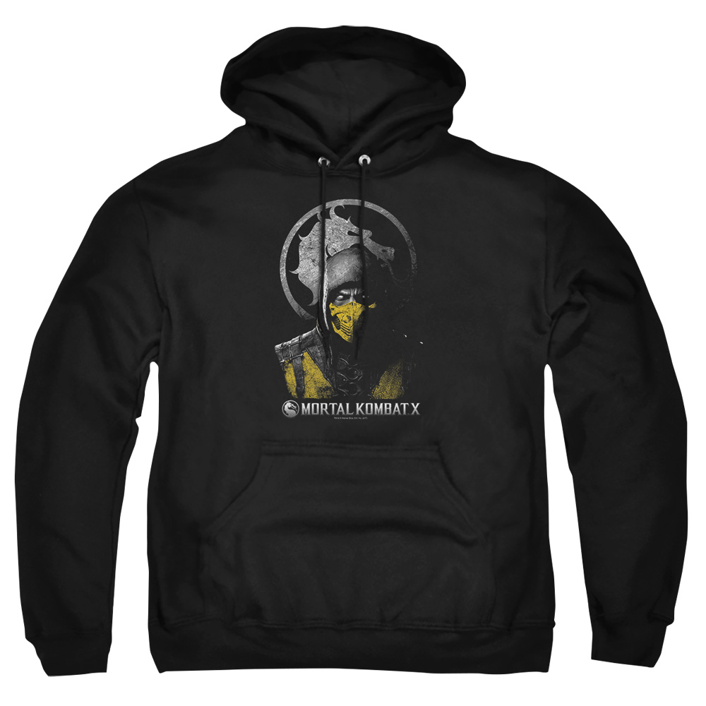 WBM423-AFTH-2 Mortal Kombat X Scorpion Bust Adult Pullover Hoodie, Black - Medium