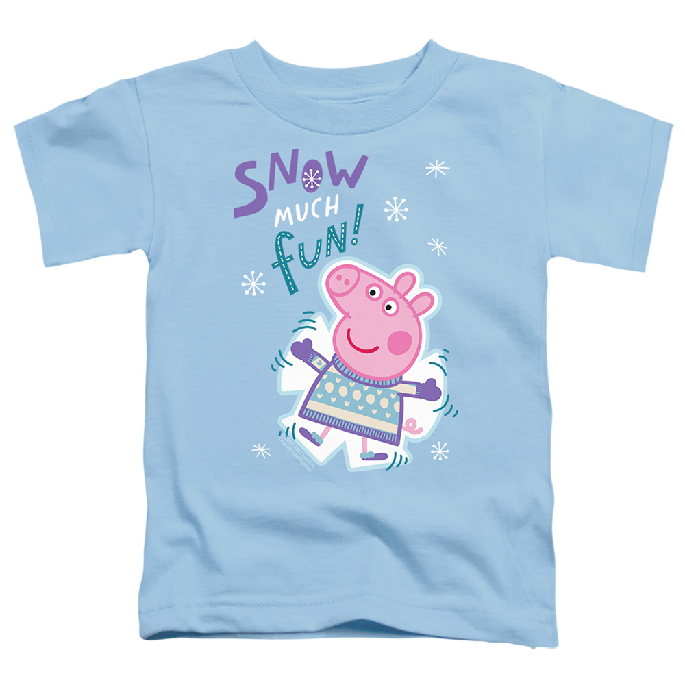 HBRO10372-TT-2 Peppa Pig Snow Much Fun for Christmas Toddler Short Sleeve T-Shirt, Light Blue - Medium 3T