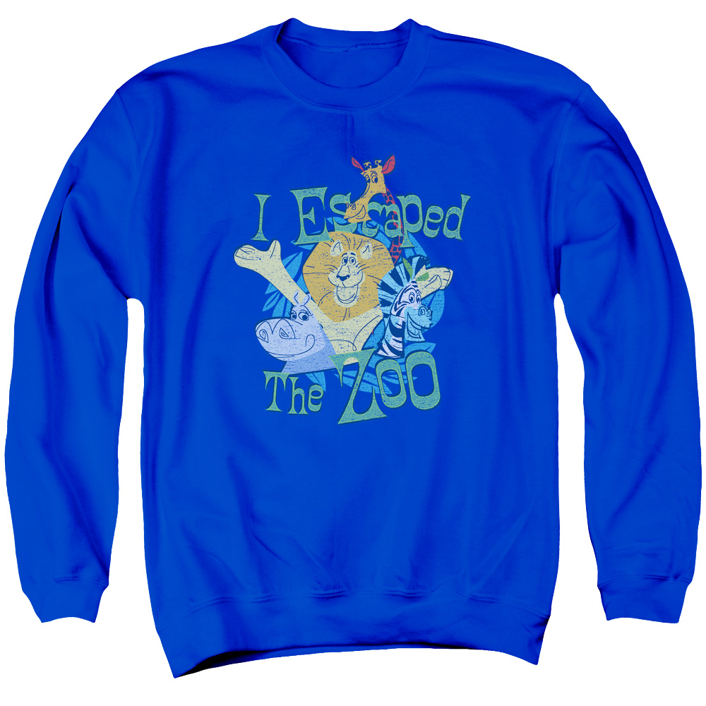 DRM187-AS-2 Madagascar Escaped Adult Crewneck Sweatshirt, Royal - Medium