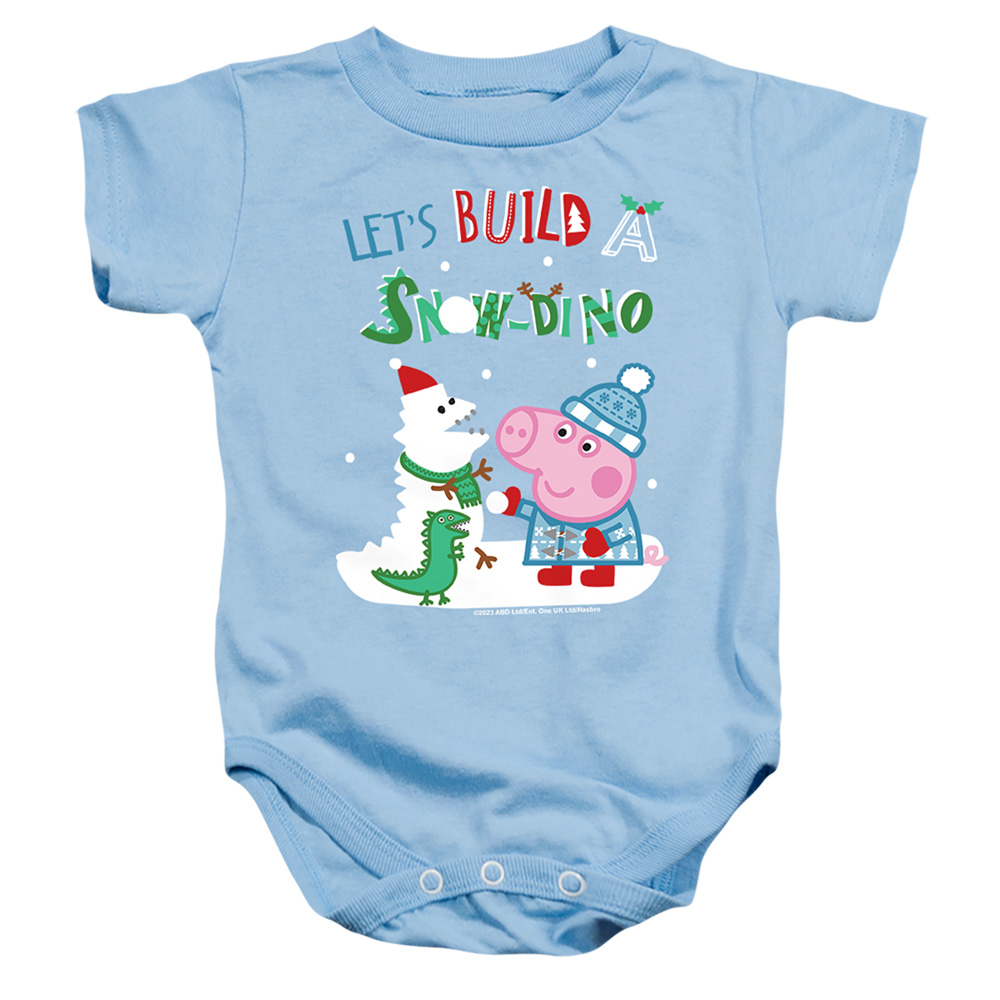 HBRO10381-SS-2 Peppa Pig George Pig Snow Dinosaurs for Christmas Infant Snapsuit, Light Blue - Medium - 12 Month