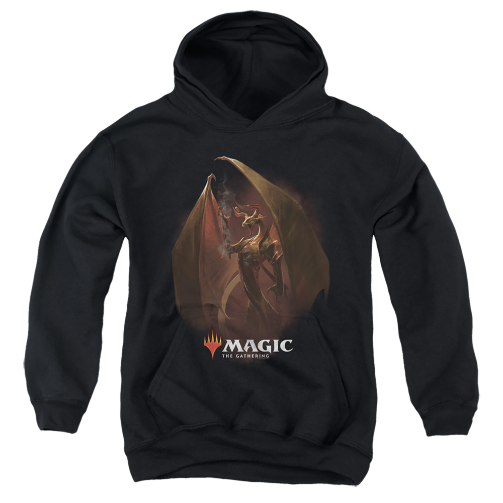 HBRO649-YFTH-4 Magic The Gathering Nicol Bolas Youth Hooded Sweatshirt, Black - Extra Large