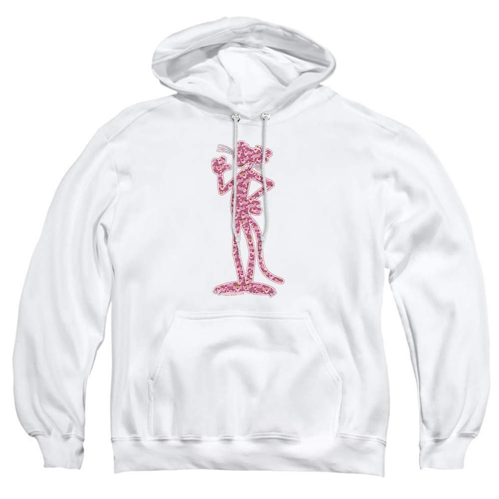 MGM156-AFTH-2 Pink Panther Heads Adult Pullover Hoodie, White - Medium