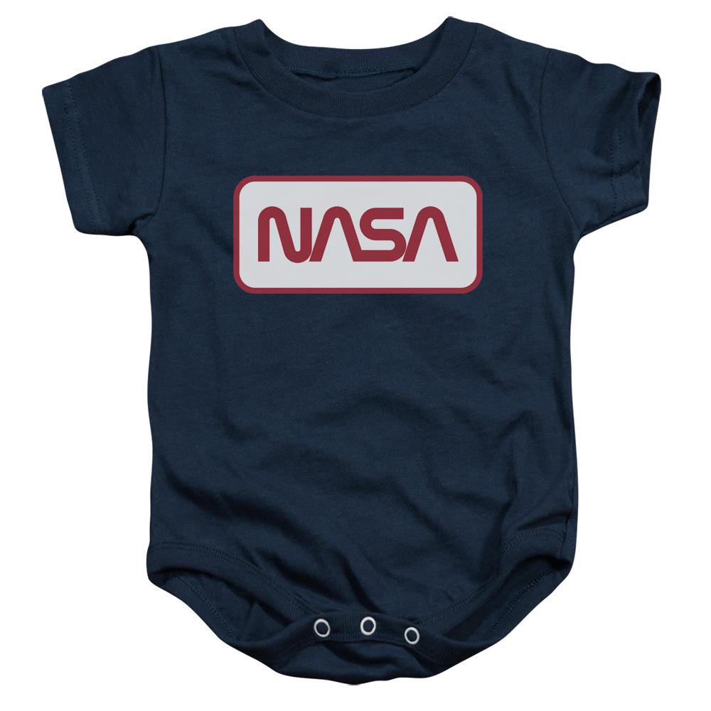 NASA110-SS-2 Nasa Rectangular Worm Logo Infant Snapsuit, Navy - Medium - 12 Month