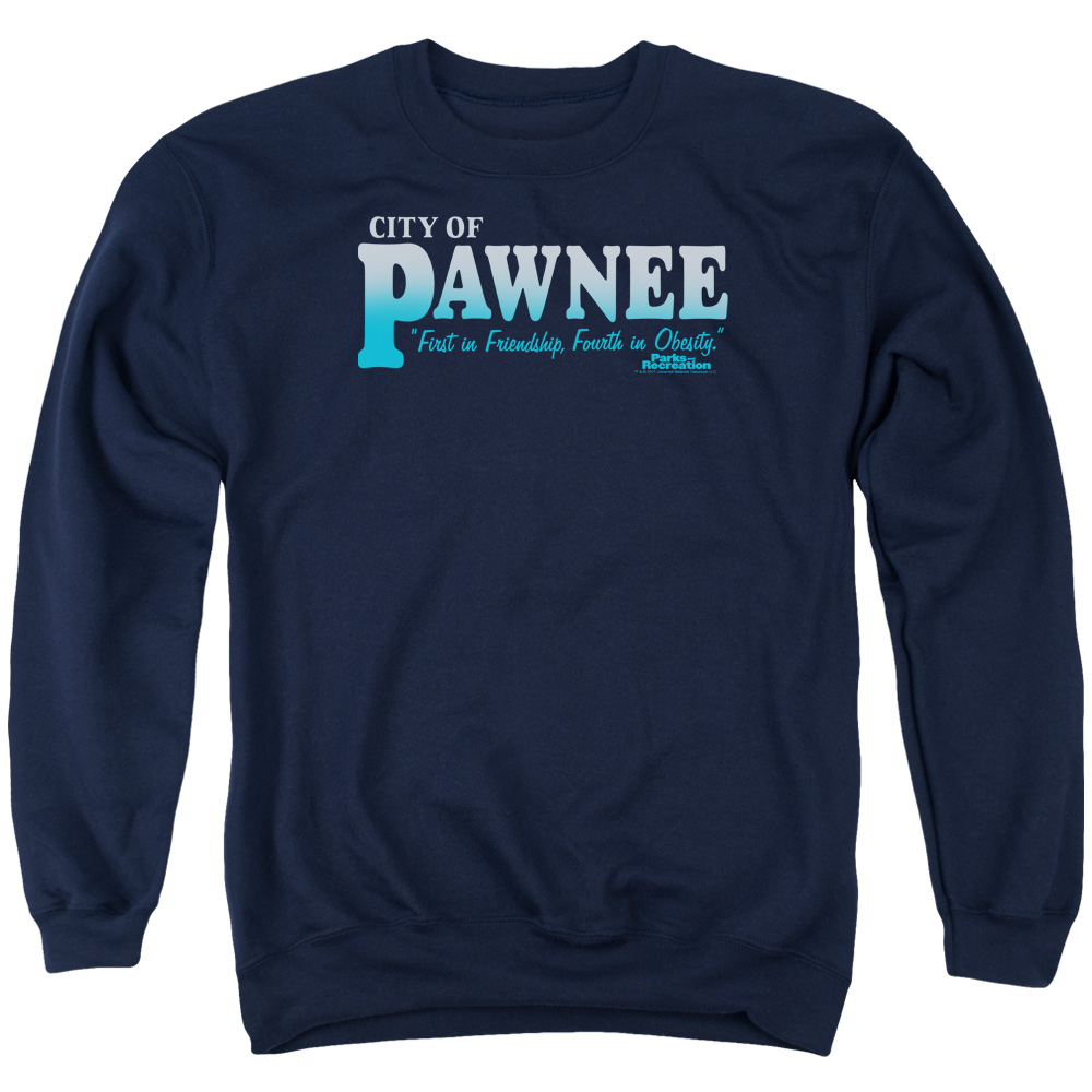 NBC657-AS-4 Parks & Rec Pawnee Adult Crewneck Sweatshirt, Navy - Extra Large