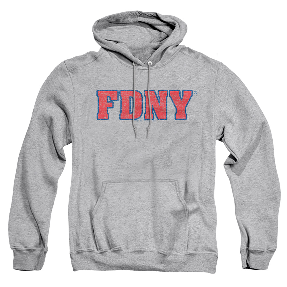 NYC111B-AFTH-2 York City FDNY Adult Pullover Hoodie, Athletic Heather - Medium