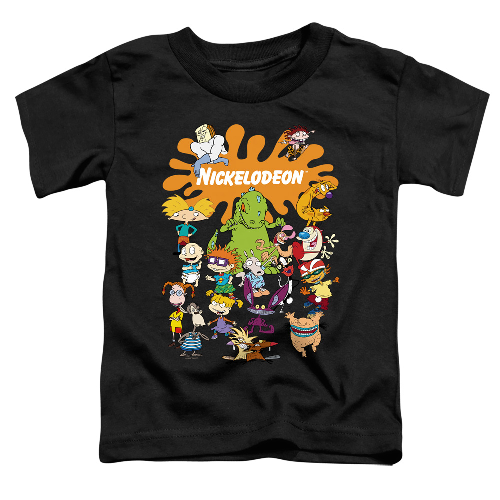 NICK764-TT-2 Nickelodeon Brand Nick Splat Group Toddler Short Sleeve T-Shirt, Black - Medium 3T