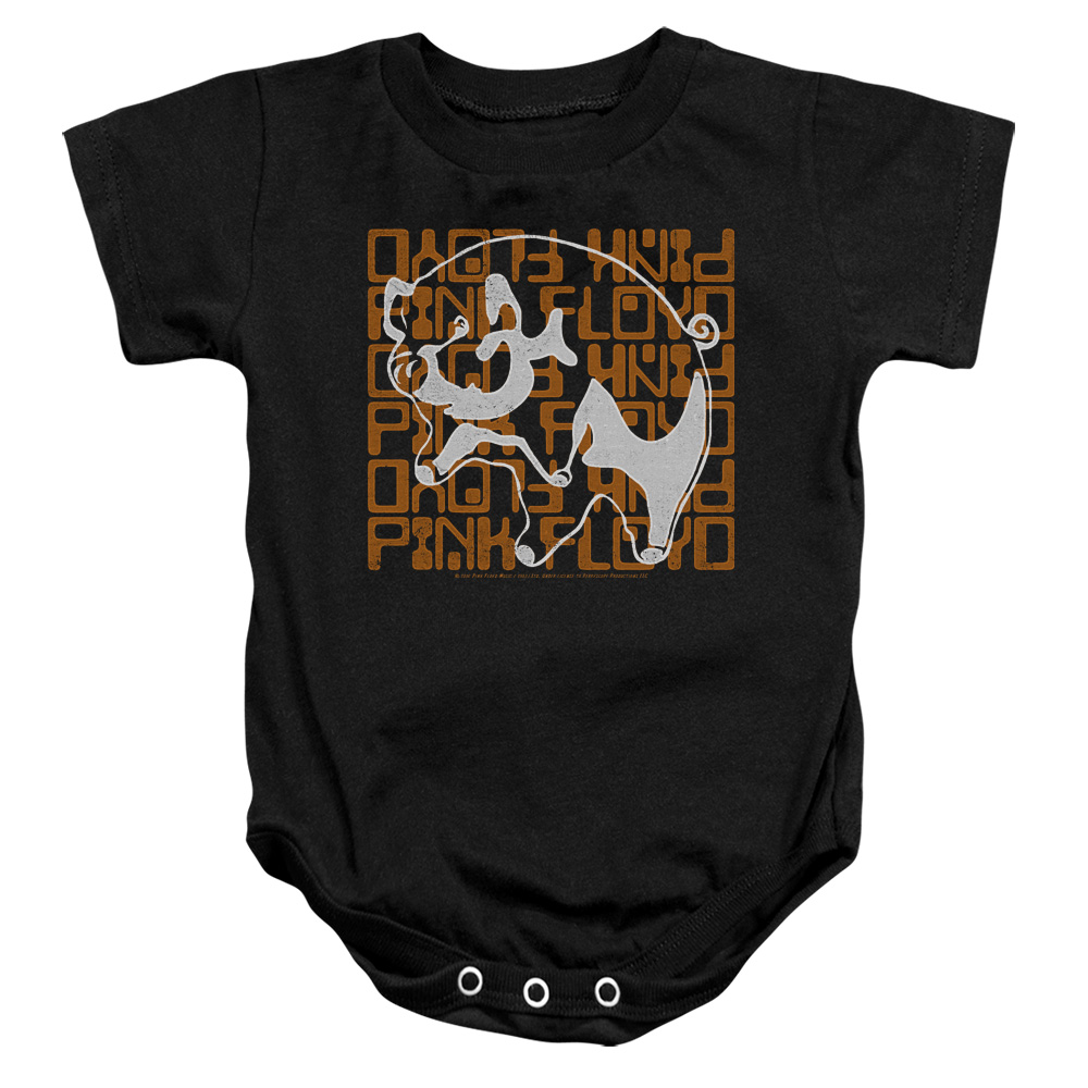 PERRY135-SS-2 Pink Floyd Pig Infant Snapsuit, Black - Medium - 12 Month