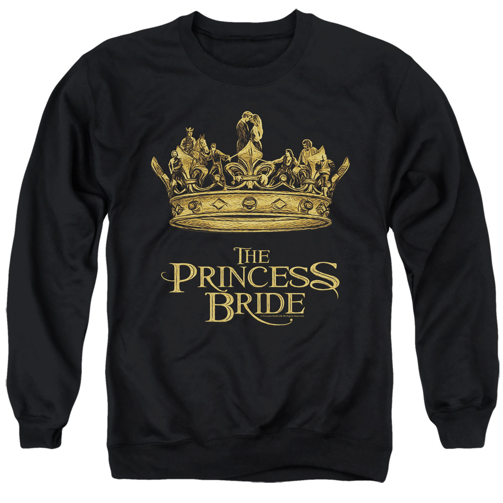 PB153B-AS-2 Princess Bride Crown Adult Crewneck Sweatshirt, Black - Medium
