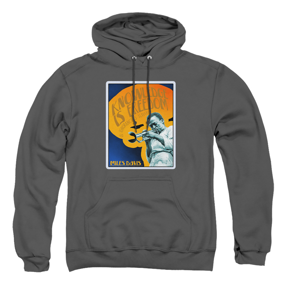 PERRY316-AFTH-4 Miles Davis Knowledge & Ignorance Adult Pullover Hoodie, Charcoal - Extra Large