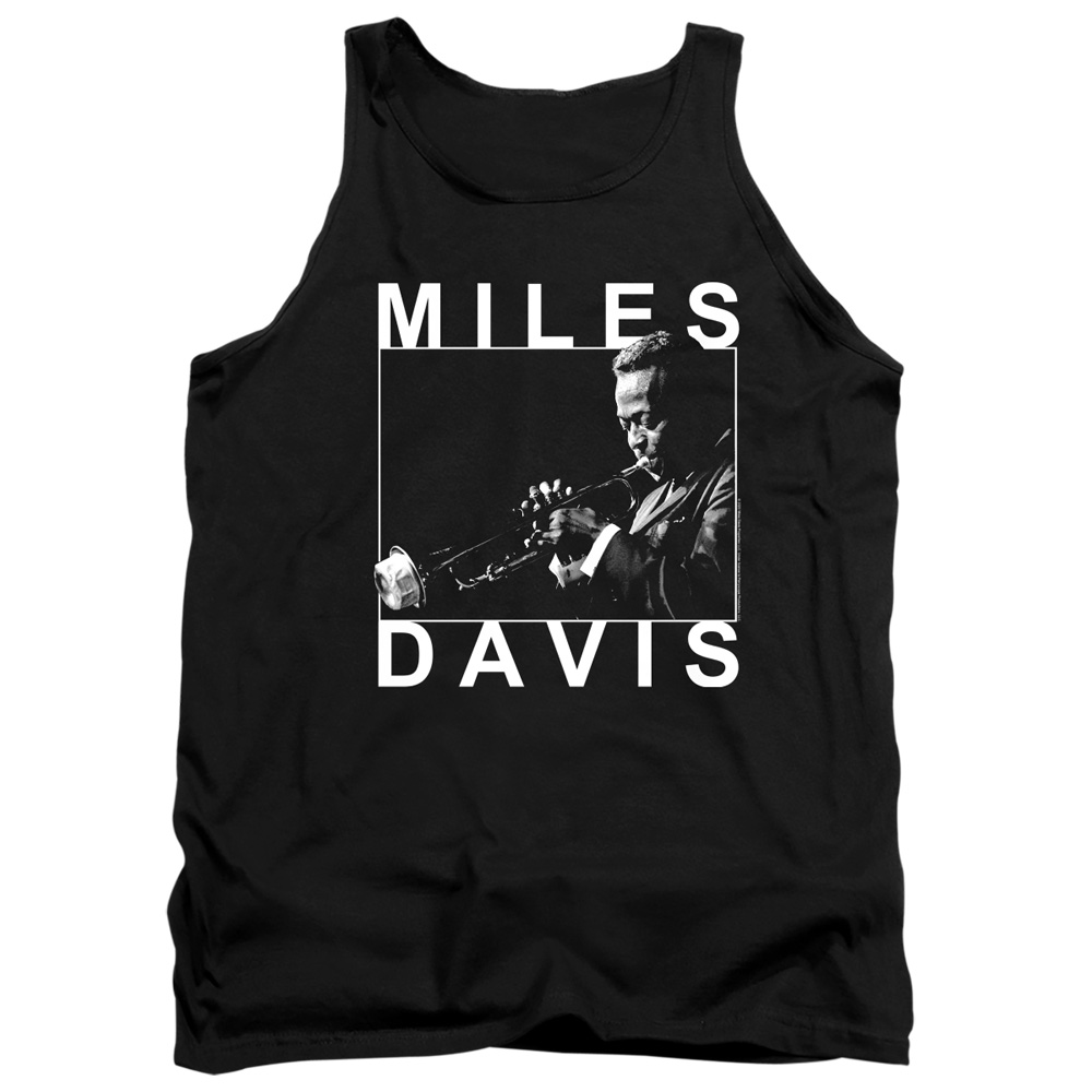 PERRY320-TK-2 Miles Davis Monochrome Adult Tank Top, Black - Medium