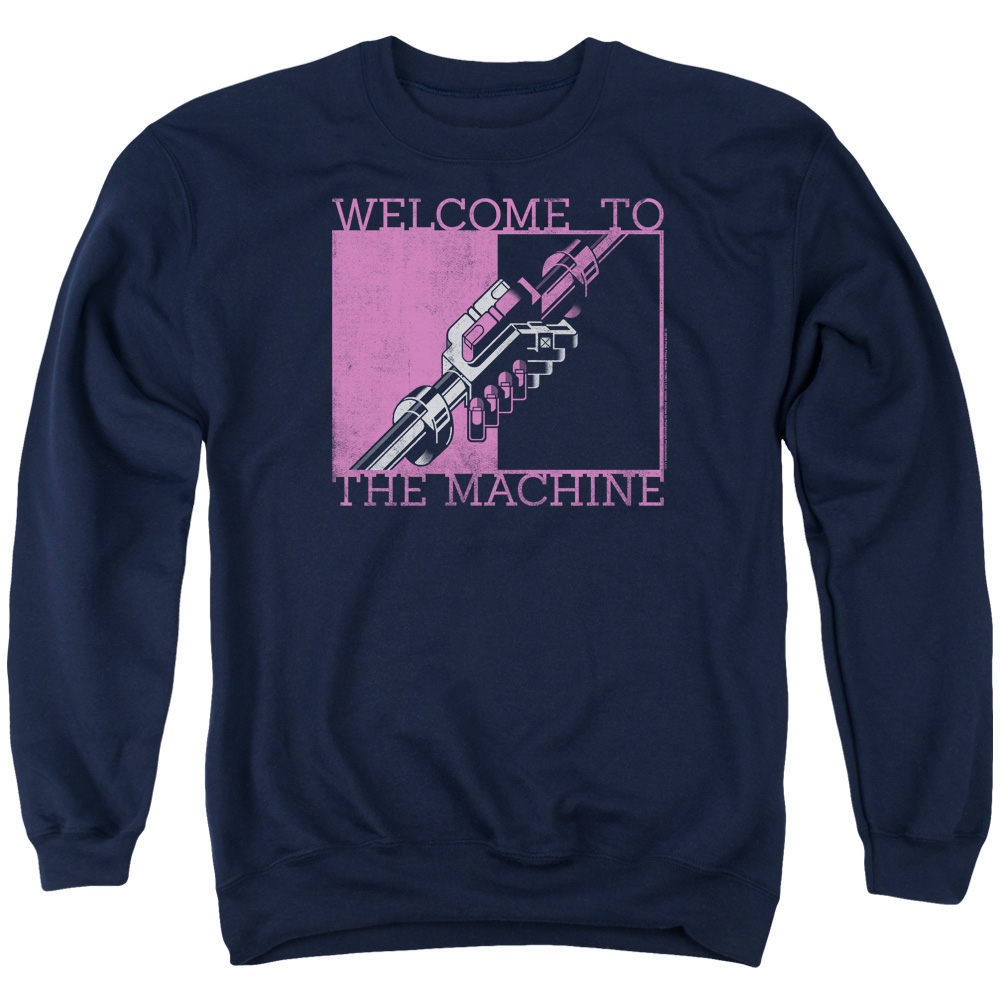 PERRY273-AS-3 Pink Floyd Welcome to The Machine Adult Crewneck Sweatshirt, Navy - Large