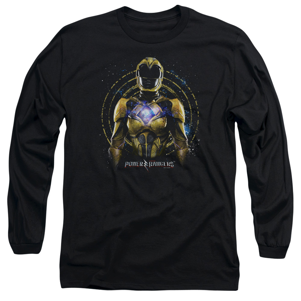 PWR3013-AL-3 Power Rangers Yellow Ranger Adult Long Sleeve T-Shirt, Black - Large