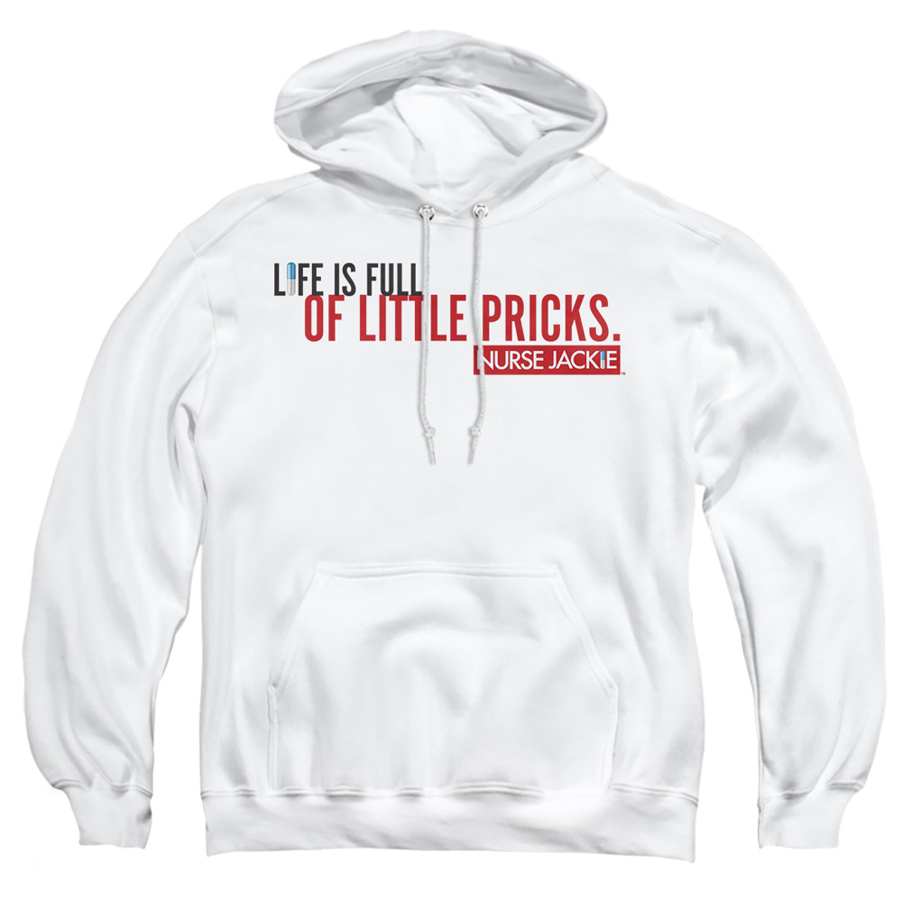 SHO199-AFTH-2 Nurse Jackie Life is Full Adult Pullover Hoodie, White - Medium