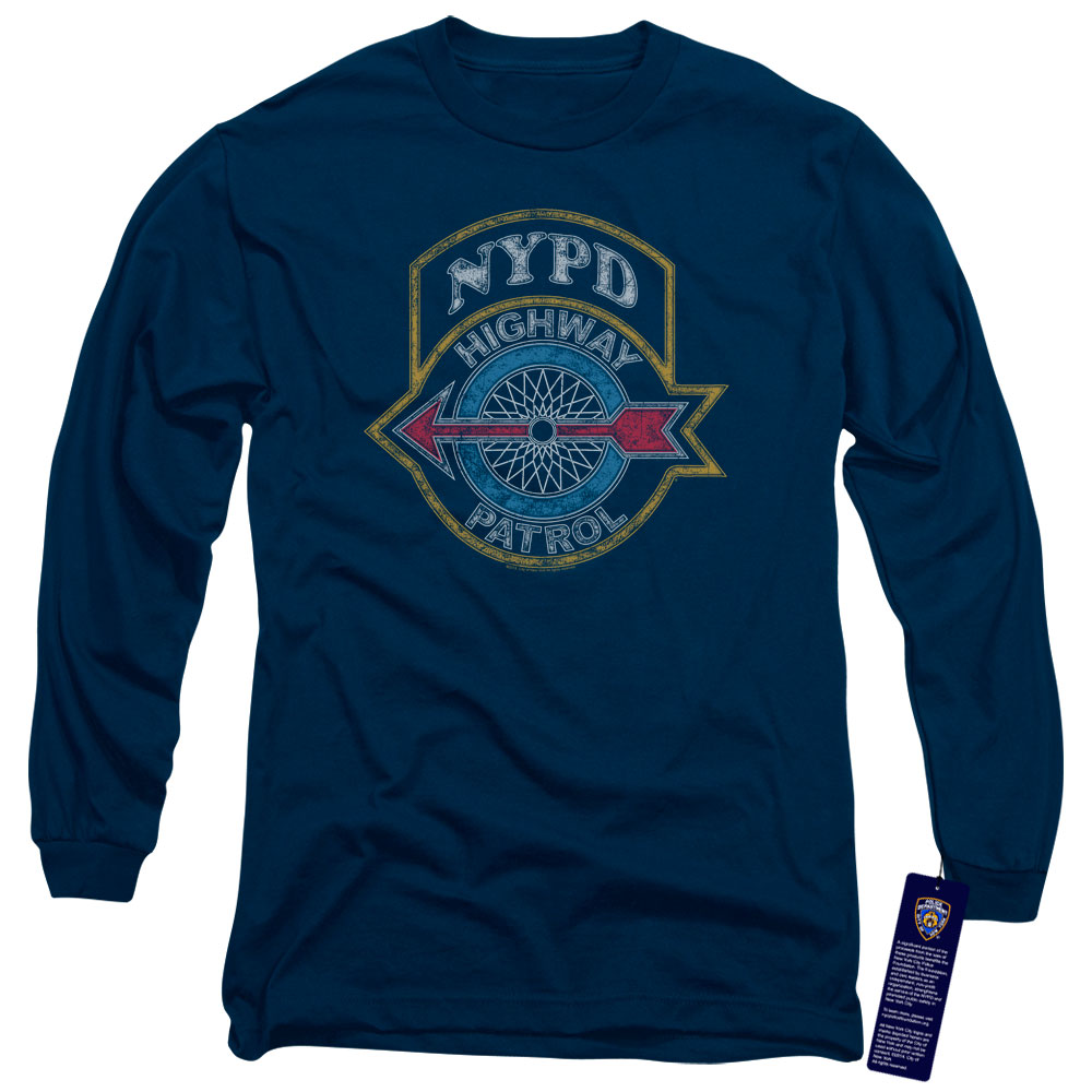 NYC105-AL-1 York City Highway Patrol Adult Long Sleeve T-Shirt, Navy - Small -  Trevco Sportswear