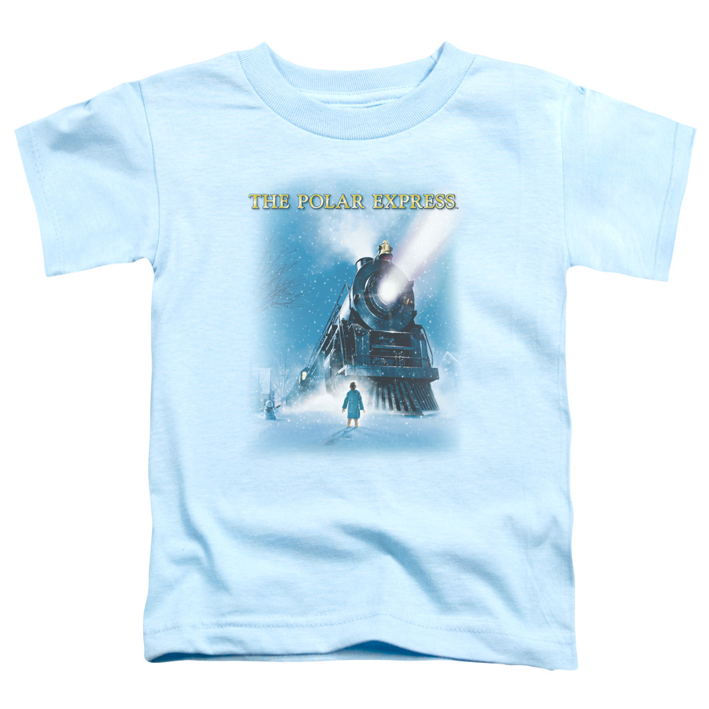 WBM371-TT-2 Polar Express Big Train Toddler Short Sleeve T-Shirt, Light Blue - Medium 3T