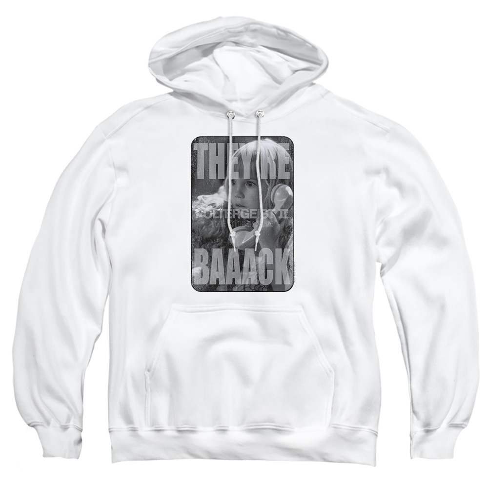 MGM303-AFTH-5 Poltergeist II Logo Adult Pullover Hoodie, White - 2X