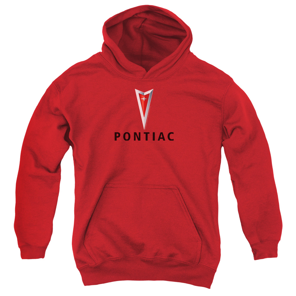 PTC111-YFTH-2 Pontiac Centered Arrowhead Youth Hooded Sweatshirt, Red - Medium