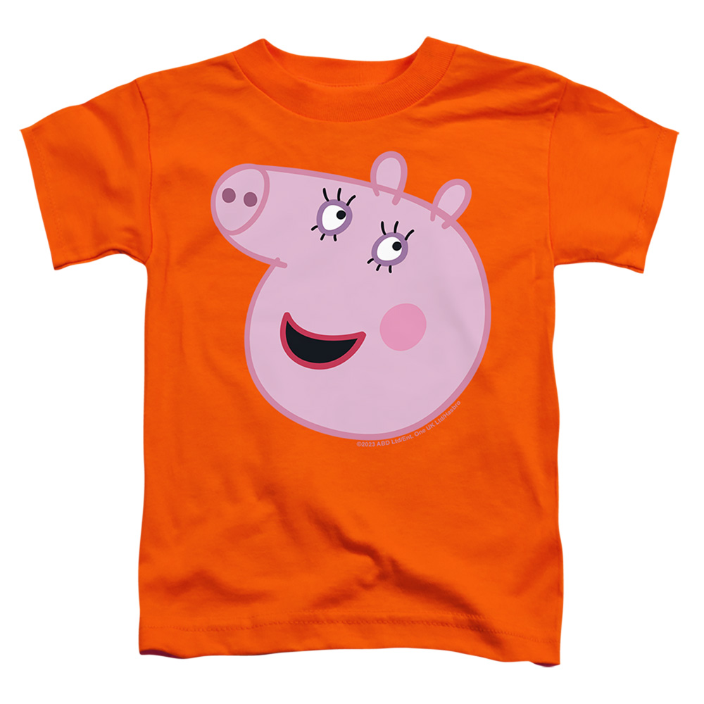 HBRO1450-TT-3 Peppa Pig Mummy Pig Face Toddler Short Sleeve T-Shirt, Orange - Large 4T