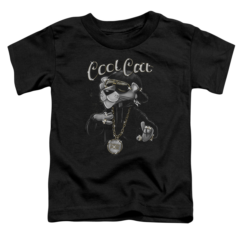 MGM205-KT-1 Pink Panther Cool Cat Toddler Short Sleeve T-Shirt, Black - Large 4T