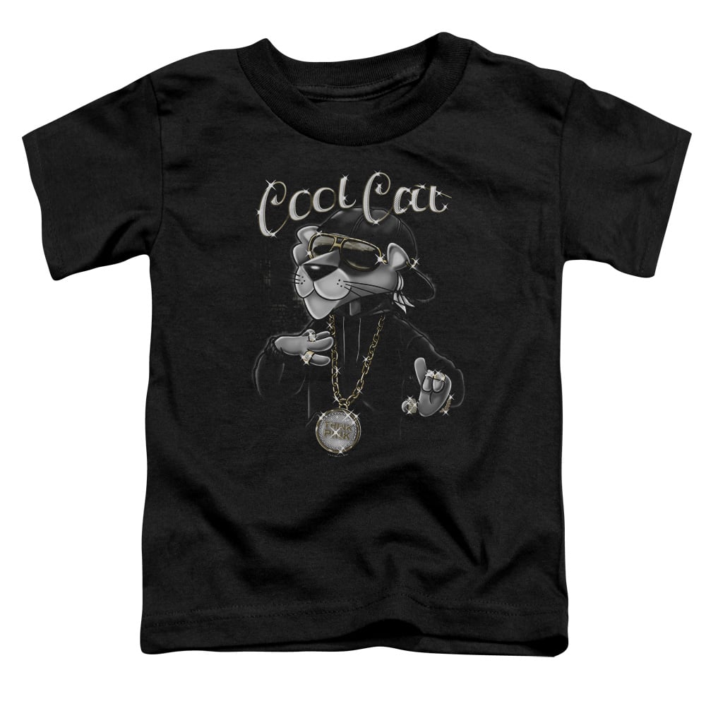 MGM205-TT-1 Pink Panther Cool Cat Toddler Short Sleeve T-Shirt, Black - Small 2T