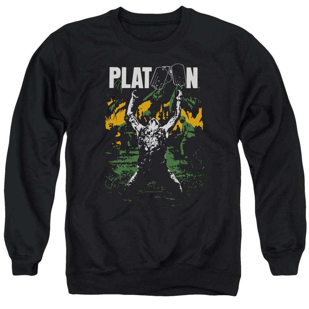MGM332-AS-2 Platoon Graphic Adult Crewneck Sweatshirt, Black - Medium