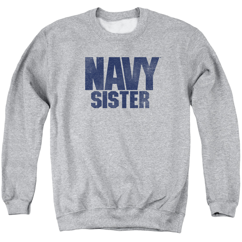 NA108F-AS-2 Navy Sister Adult Crewneck Sweatshirt, Athletic Heather - Medium
