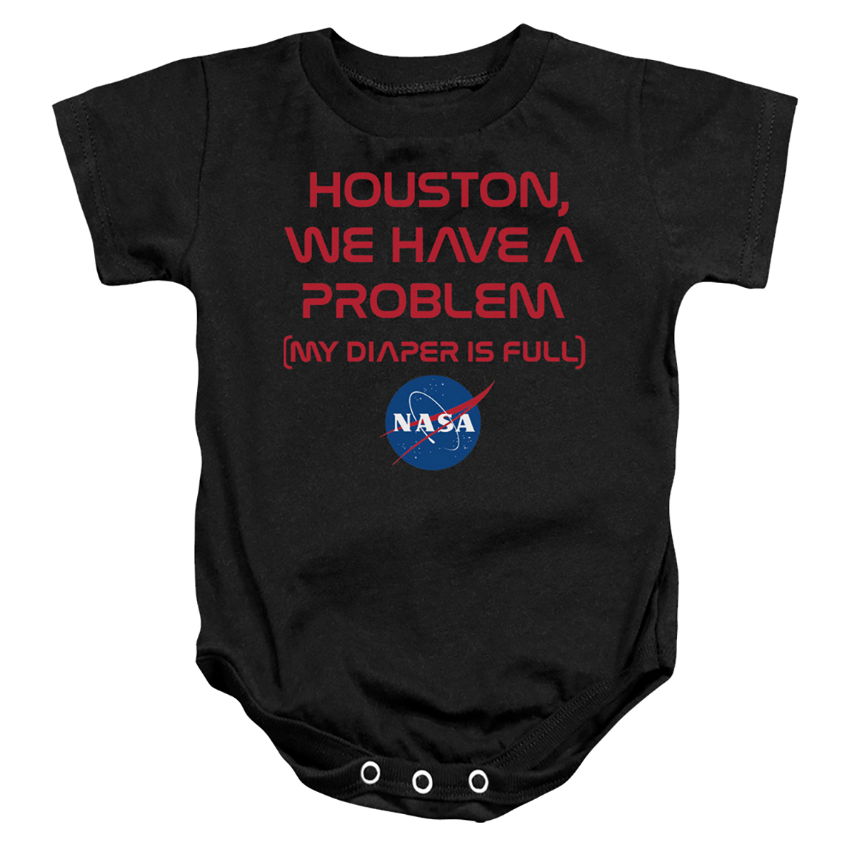 NASA126-SS-2 Nasa Problematic Diaper Infant Snapsuit, Black - Medium - 12 Month