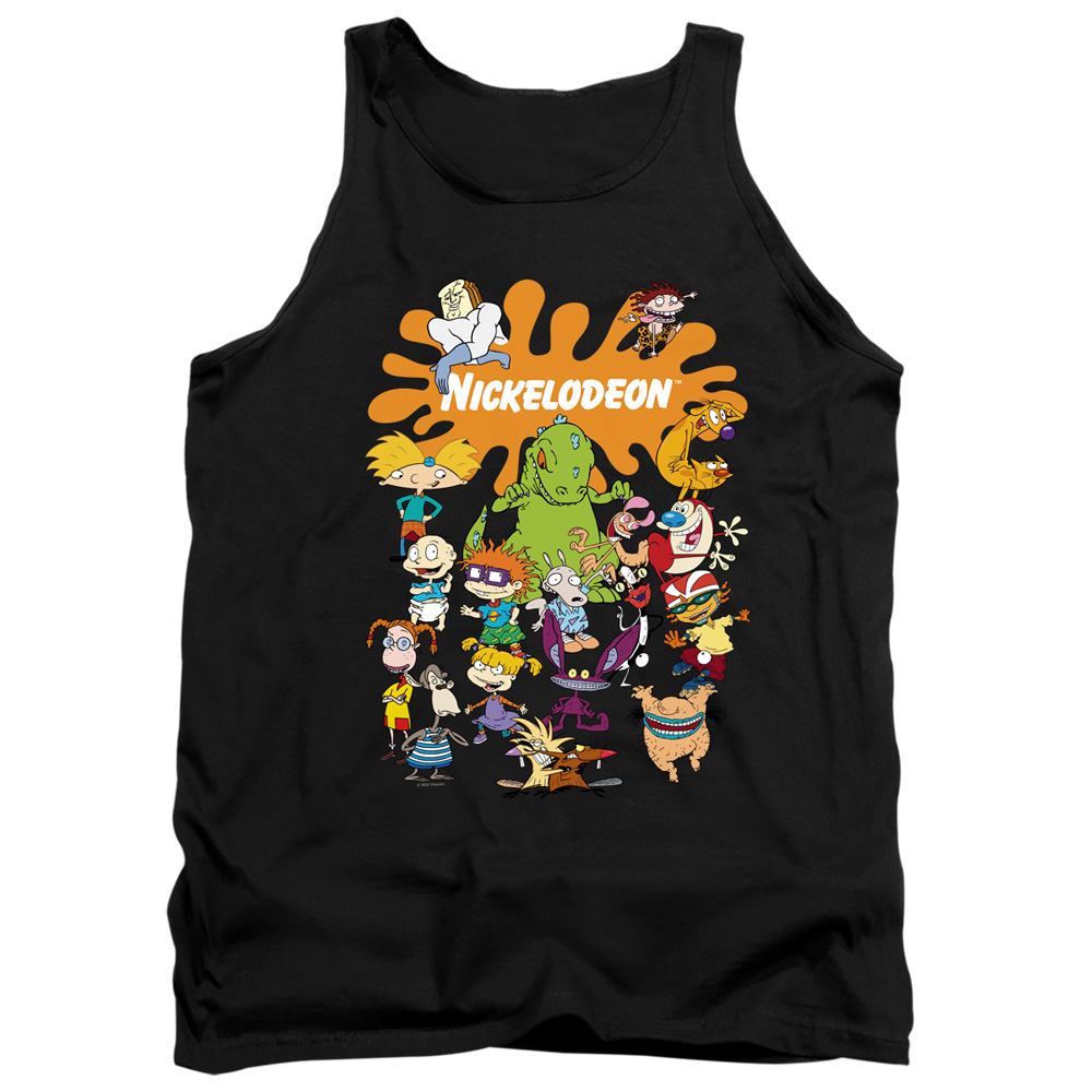 NICK764-TK-4 Nickelodeon Brand Nick Splat Group Adult Tank Top, Black - Extra Large