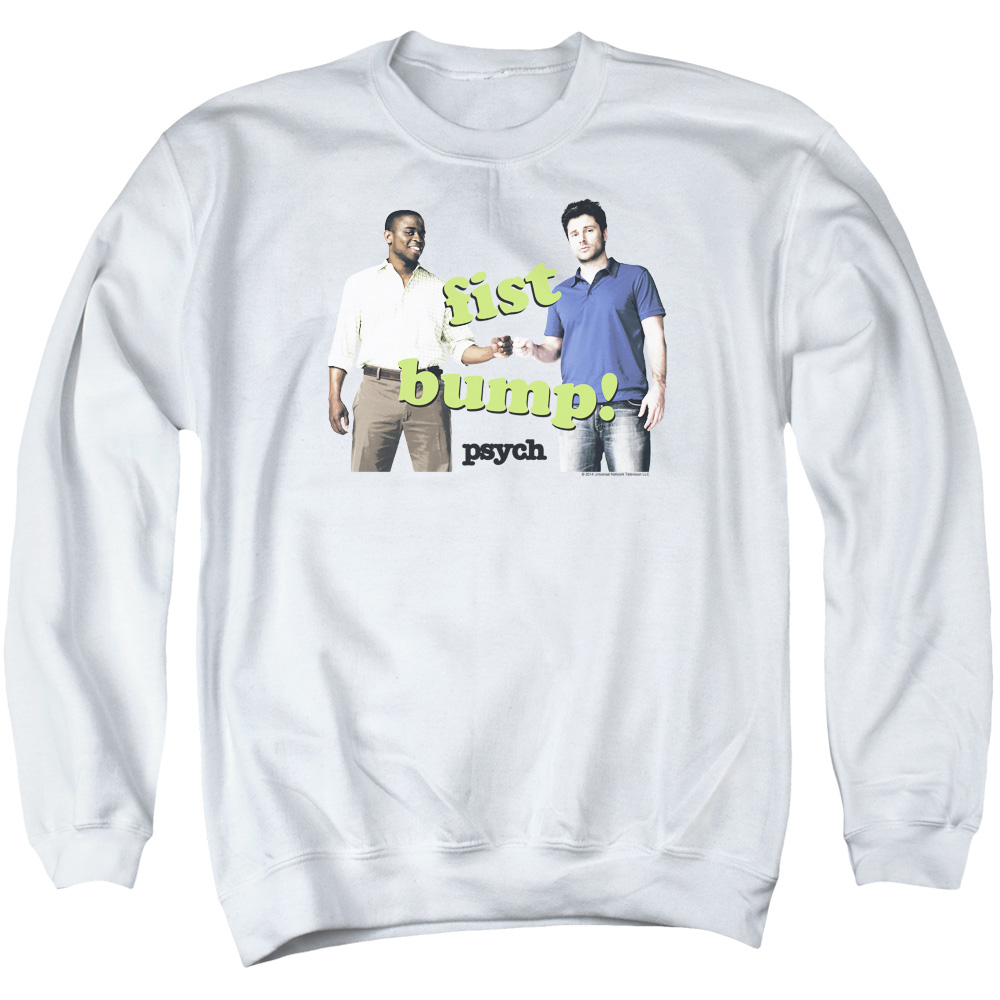 NBC910-AS-3 Psych Bump It Adult Crewneck Sweatshirt, White - Large