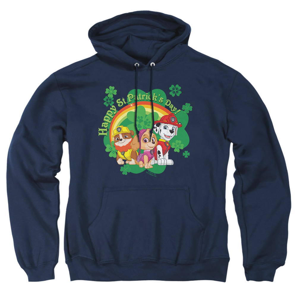 NICK10266SPD-AFTH-4 Paw Patrol St. Patricks Day Team Adult Pullover Hoodie, Navy - Extra Large