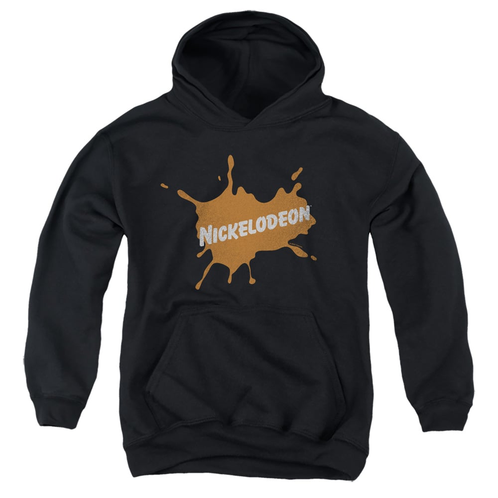 NICK695-YFTH-2 Nickelodeon Brand Nick Retro Burst Logo Youth Hooded Sweatshirt, Black - Medium